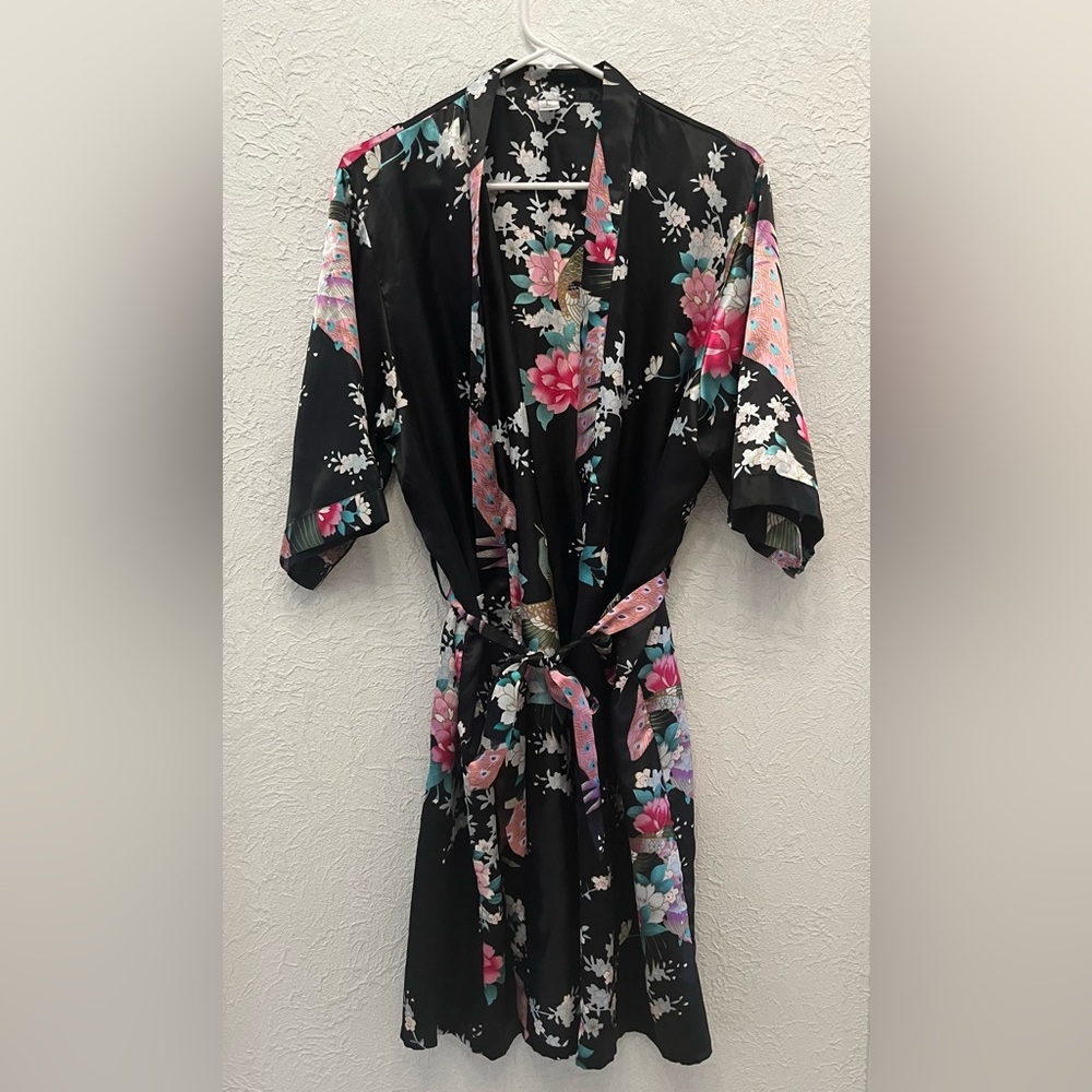 Silk Robe with Beautiful Peacock design